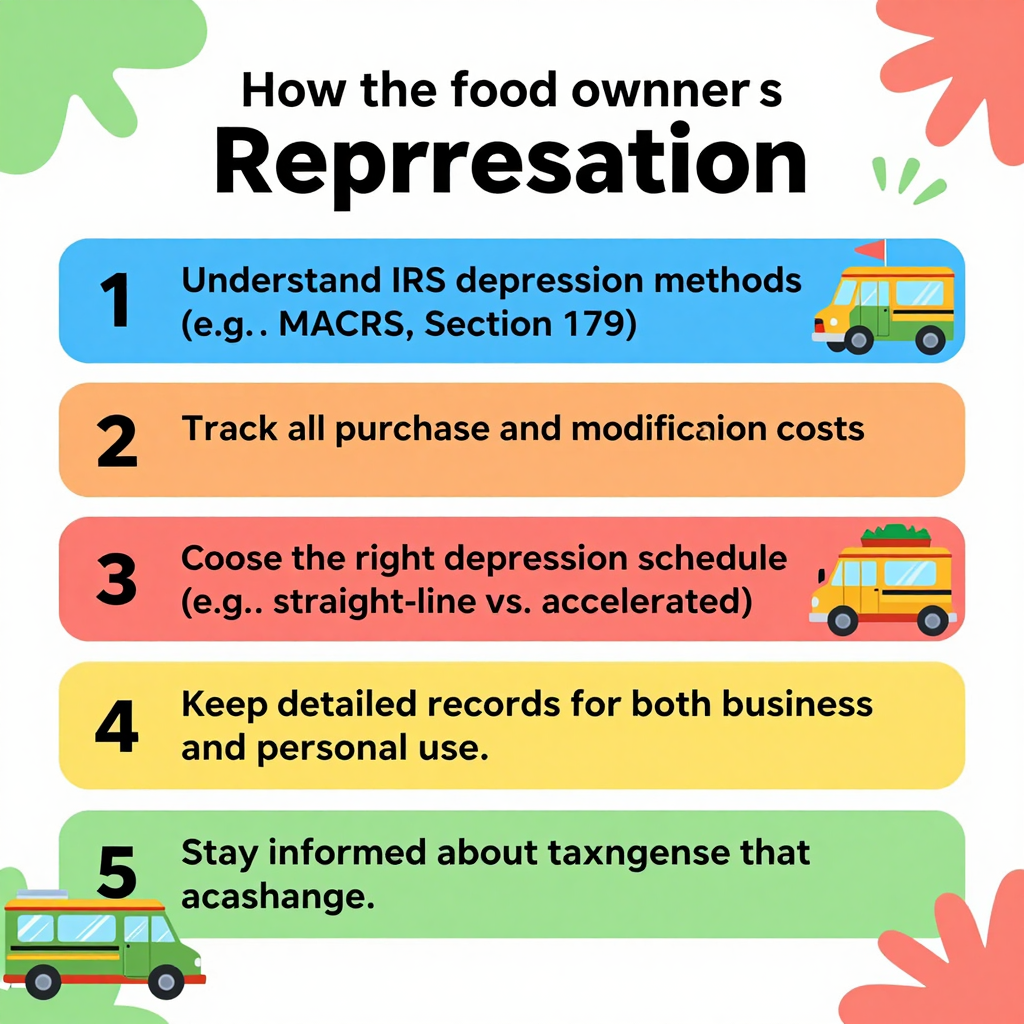Infographic with practical tips to manage food truck depreciation effectively Food truck depreciation tips infographic