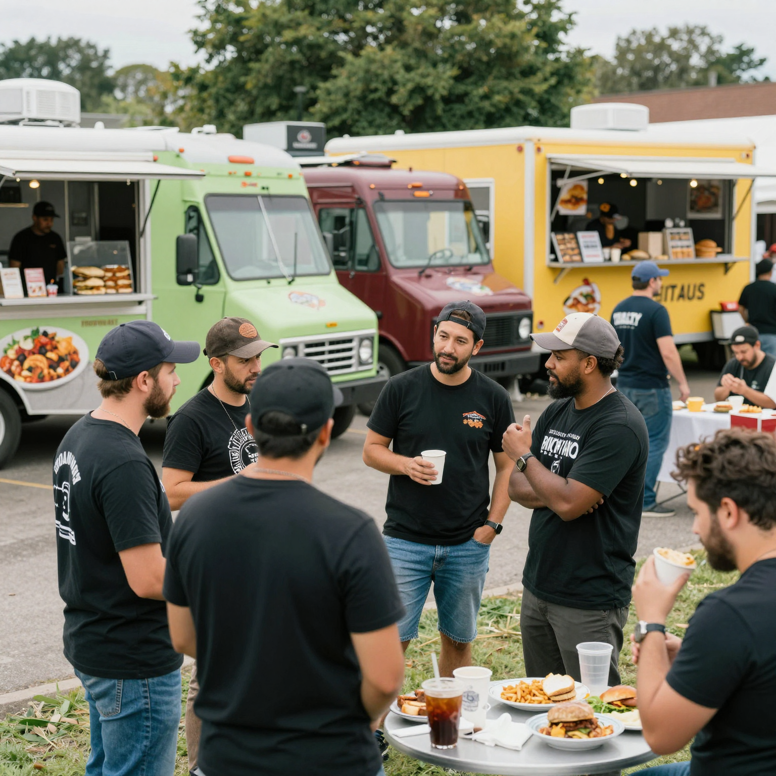 Food truck owners in discussion