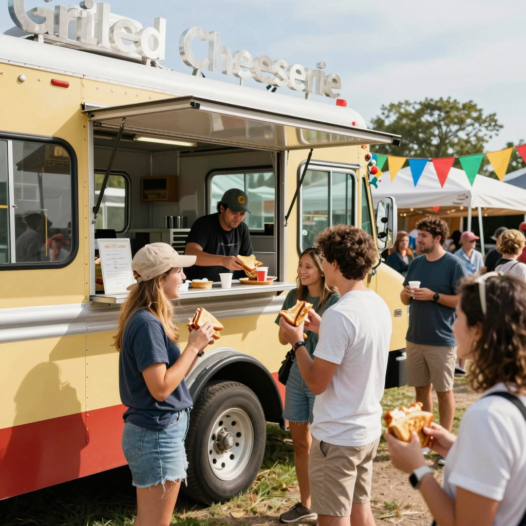 Grilled Cheeserie food truck at a lively event