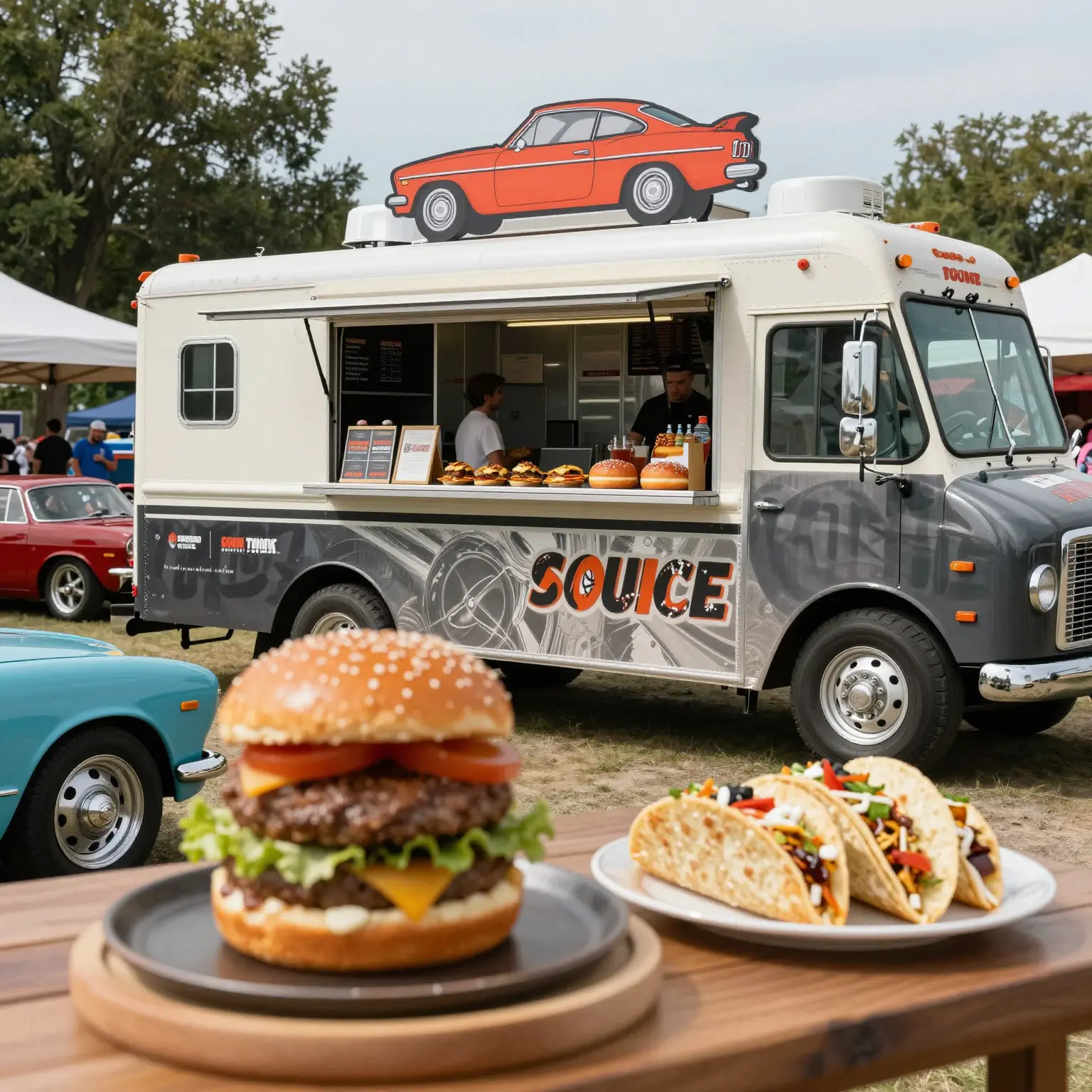 Gourmet Food Truck with Automotive Themes