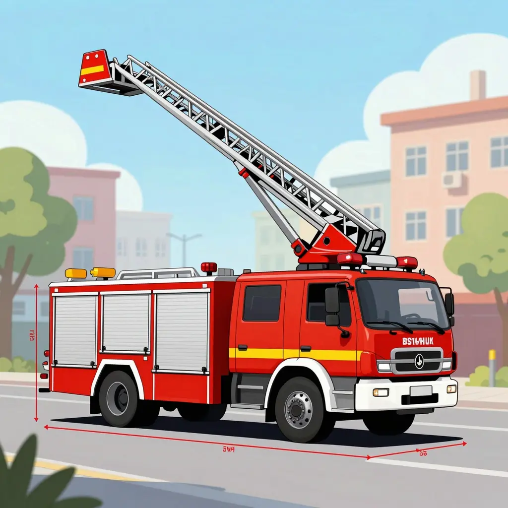 Aerial Fire Truck Dimensions Illustration