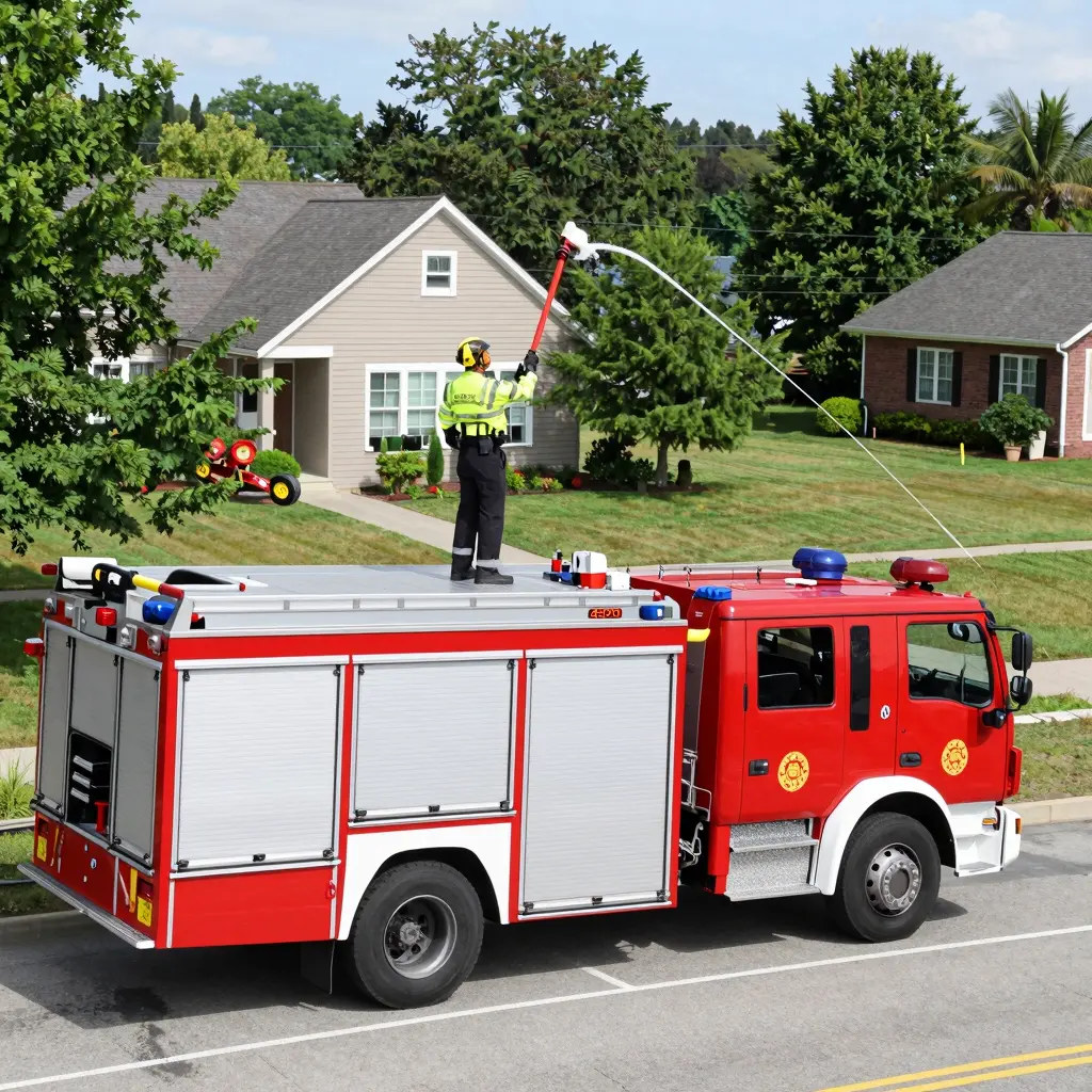 Aerial Fire Truck in Action