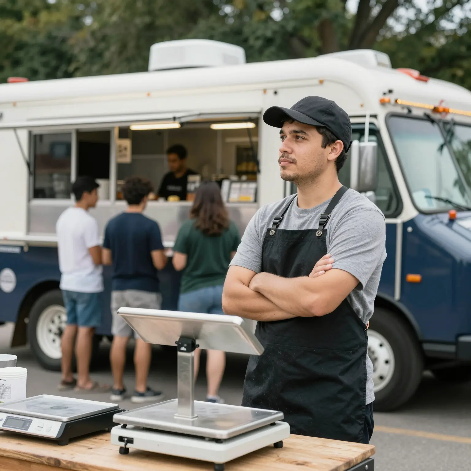 Food truck operator contemplating regulations