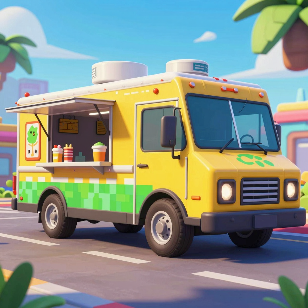 Colorful Fortnite-style food truck