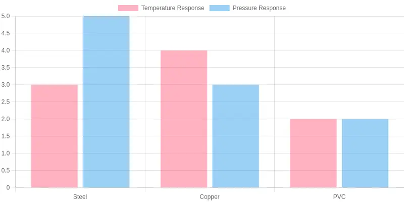Chart comparing the performance and efficiency of different gas line materials