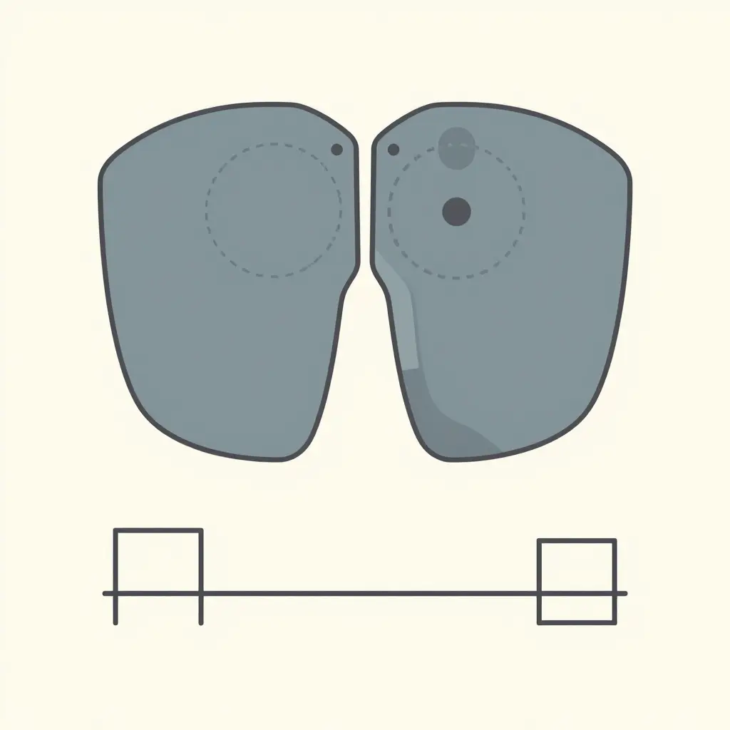 Minimalist 2D technical diagram of two fairing panels meeting at a seam, with mount points drawn as circles. The left panel shows actual mount points nearly overlapping the dashed ideal positions (narrow tolerance) and a tight seam, while the right panel shows actual mount points offset from the dashed ideal positions (wide tolerance) and a visibly larger seam gap.